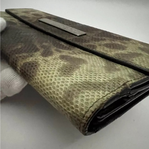 SALE Gucci Wallet Reptile Snake Skin Brown Neutral All Leather Gold Hardware - Picture 7 of 16